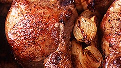 Stuffed Pork Chops with Roasted Apples and Calvados