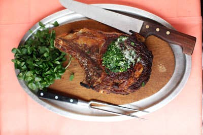Côte de Boeuf aux Beurre Maître d’Hôtel (Grilled Rib Eye Steak with Herb Butter)