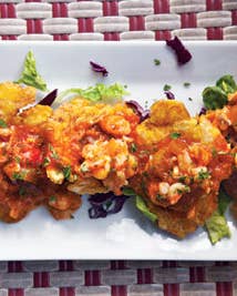 Plantain Fritters with Stewed Shrimp (Tostones con Camarones Guisados)