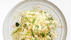 Green Cabbage Salad with Charred Cabbage Vinaigrette and Hazelnuts