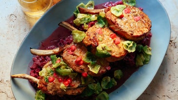 Smoked Pork Chops with Braised Cabbage & Fruit Butter