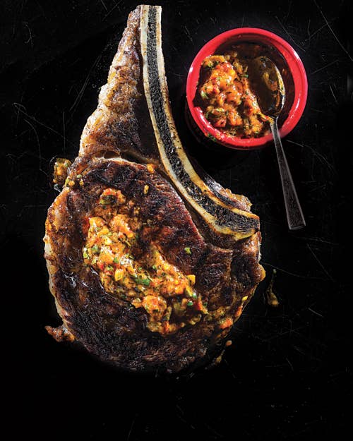 Grilled Rib Eye with Sweet-Hot Pepper Sauce