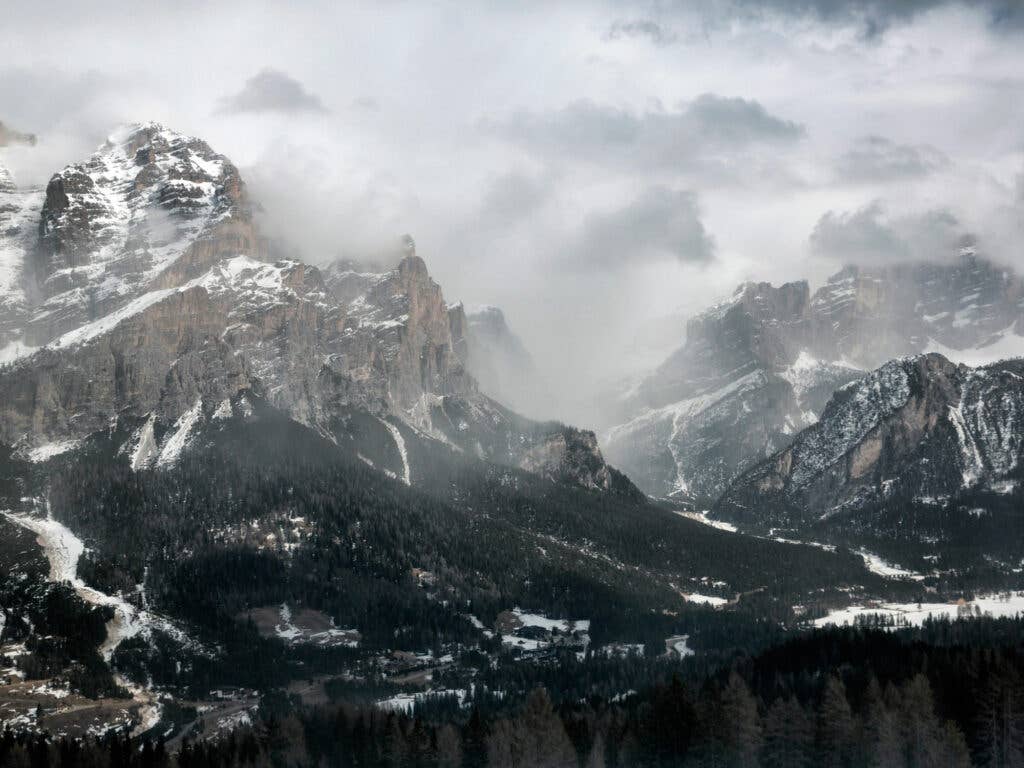 Snow in the Dolomites, Italy