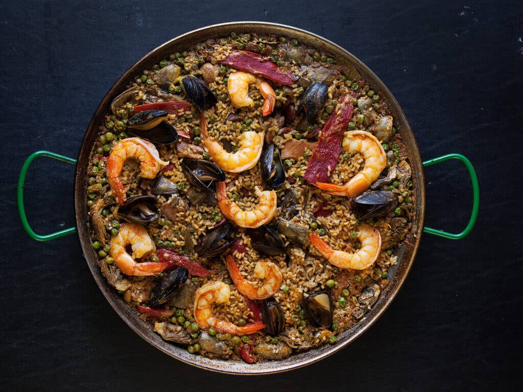 Paella with Chorizo, Chicken, and Shrimp (Paella Mixta)