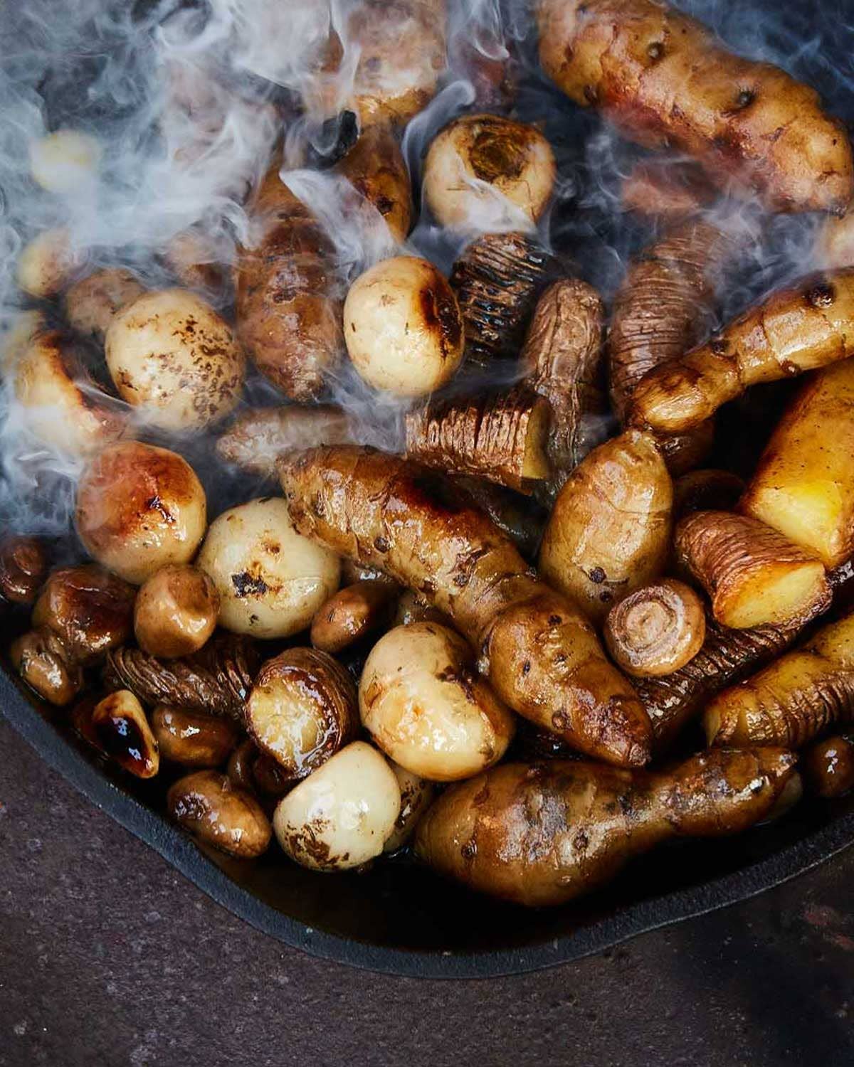 Roasted Sunchokes with Potatoes & Mushrooms