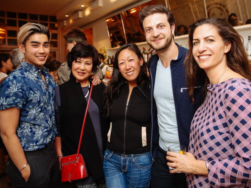 Dan Q. Dao of SAVEUR, influencer Christine Yi and her mom, influencer Jeremy Jacobowitz, and publicist Evyn Block take a break from eating.