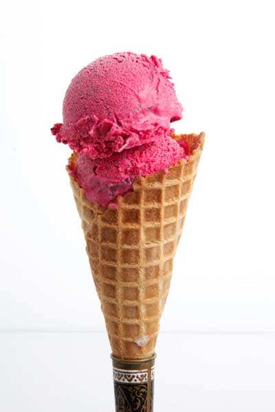 Beet Ice Cream with Mascarpone, Orange Zest, and Poppy Seeds