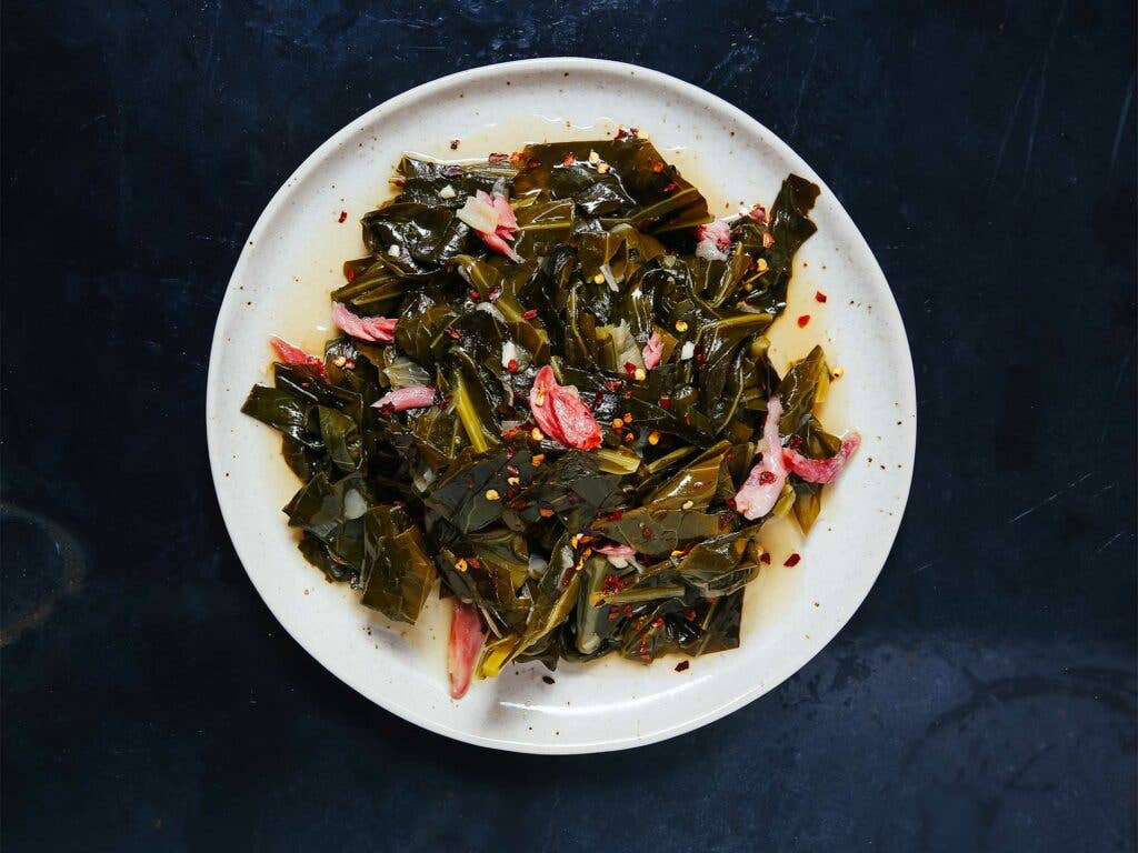 Braised Collard Greens with Pickled Trotters