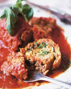 Rolled Stuffed Meat with Tomato Sauce