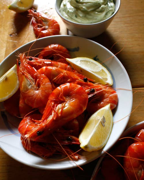 Peel-and-Eat Shrimp with Herb Aioli