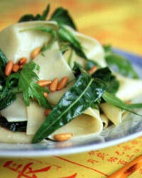 Pappardelle Over Wilted Asian Greens