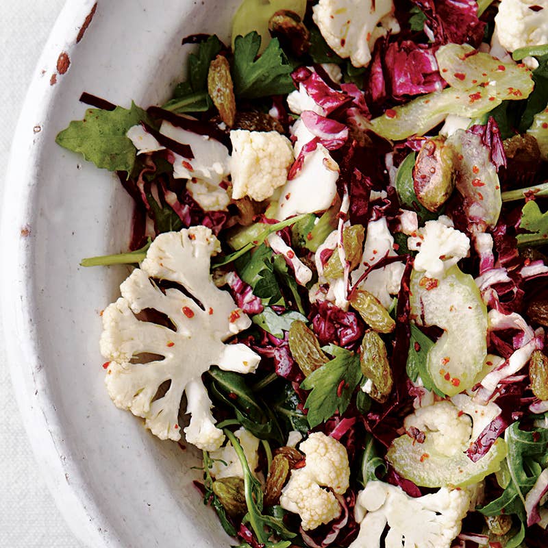 Shaved cauliflower and radicchio salad