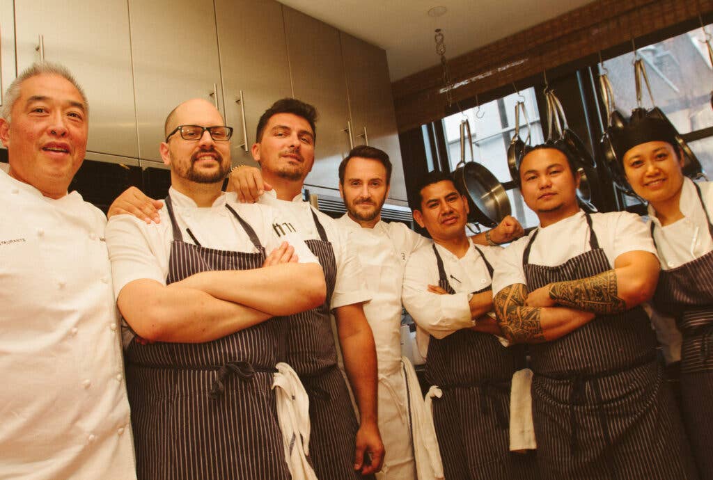 Chef Jason Atherton with his kitchen crew.