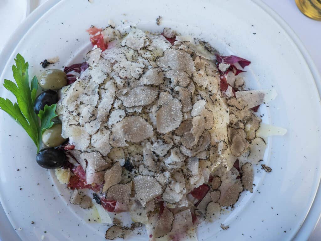 Beef carpaccio with black truffles, Buzet, Istria