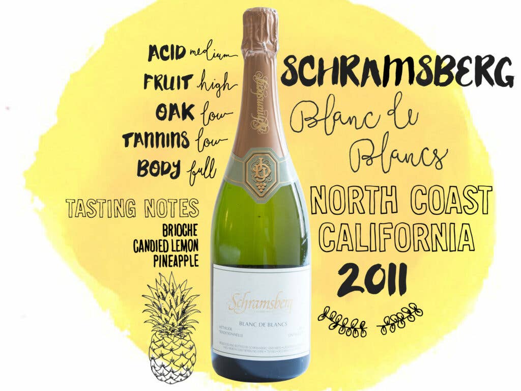 Schramsberg Blanc de Blancs, North Coast, California, 2011, wine illustrations