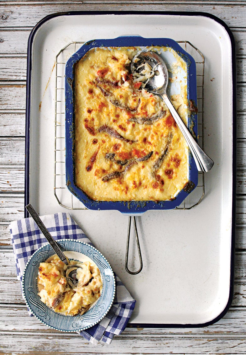 Crab Gratin with Anchovies and Västerbotten Cheese