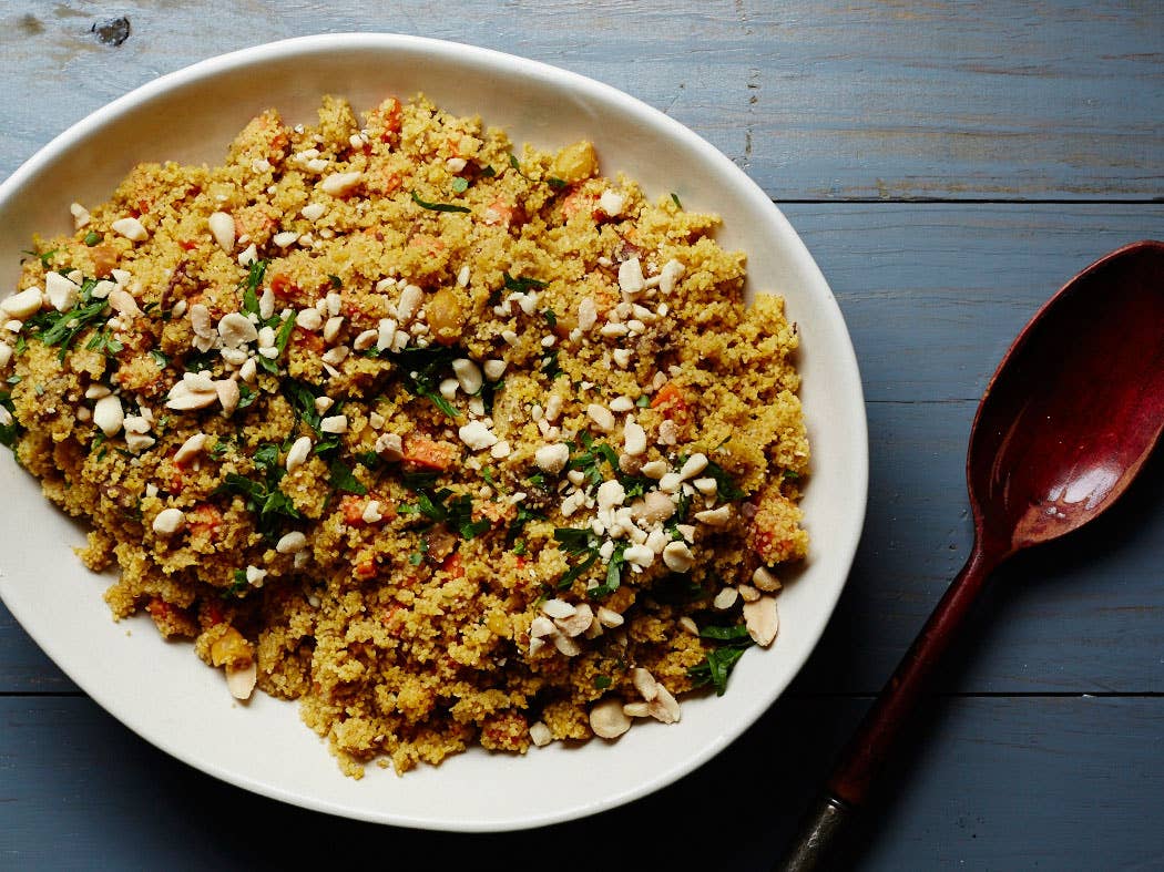 Fonio Pilaf with Dates, Carrots, and Peanuts
