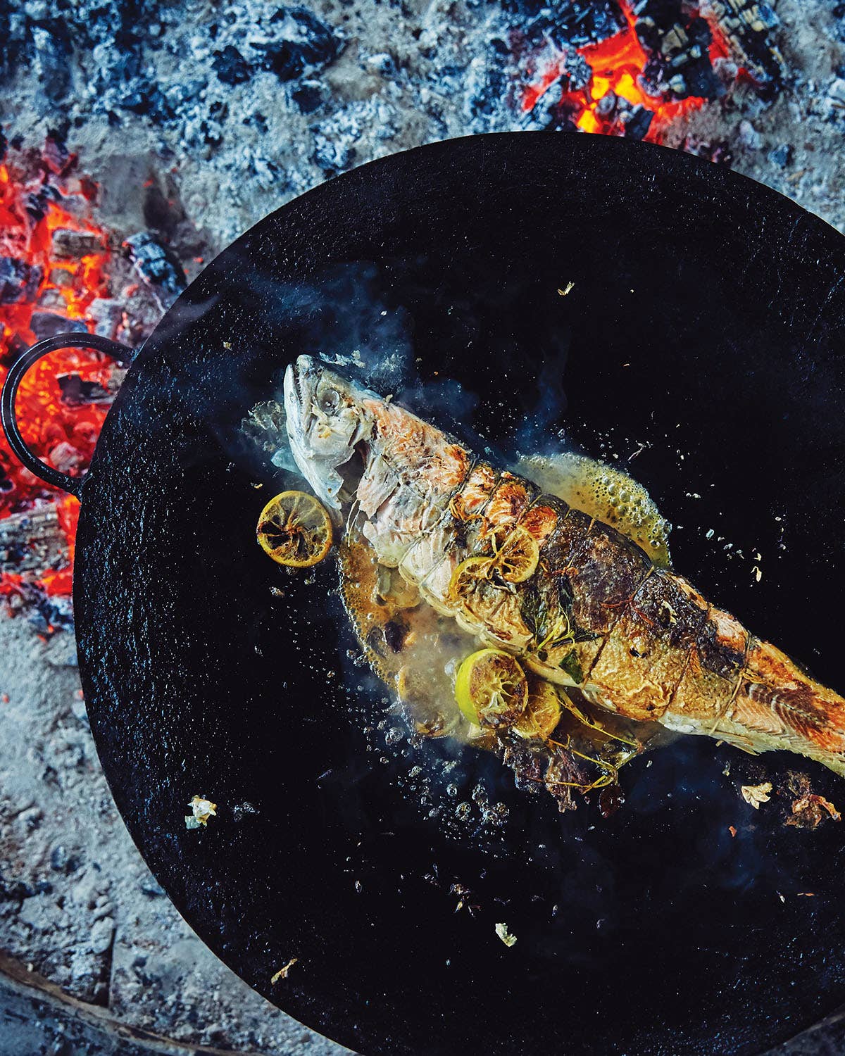 Grilled Stuffed Trout with Pebre Sauce