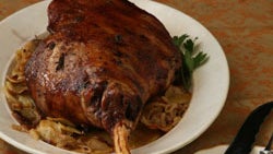 Roasted Leg of Lamb with Potato-Fennel Gratin