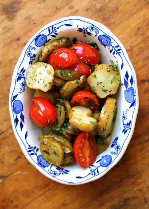 Roasted Sunchokes with Thyme, Grape Tomatoes, and Lemon