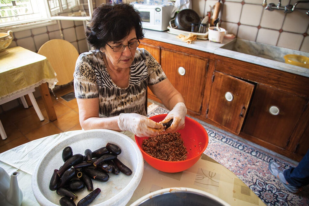 Stuffing Eggplants