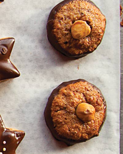 Nusstaler (Chocolate-Dipped Hazelnut Cookies)