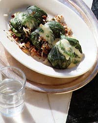 Stuffed Romaine Leaves with Avgolémono Sauce