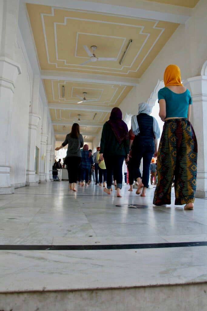 Visitors to the Gurudwara Bangla Sahib