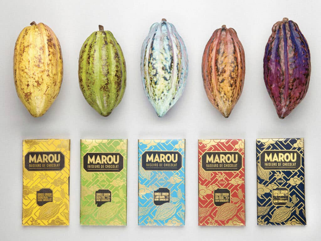 Cacao pods and Marou bars