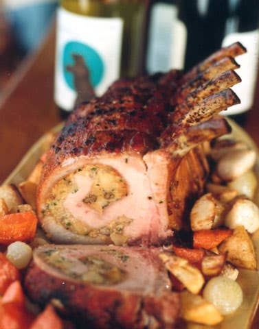 Pork Roast with Corn Bread-Apple Dressing