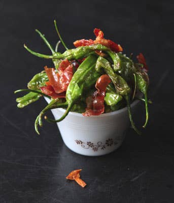 Padrón Peppers with Serrano Ham