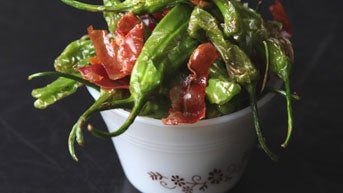 Padrón Peppers with Serrano Ham