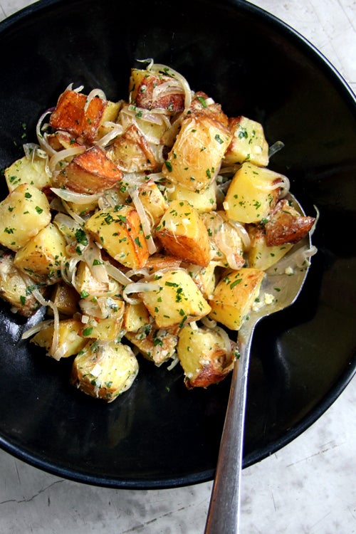 Roasted Potato Salad with Sour Cream and Shallots