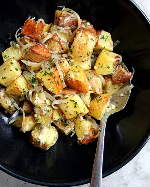 Roasted Potato Salad with Sour Cream and Shallots