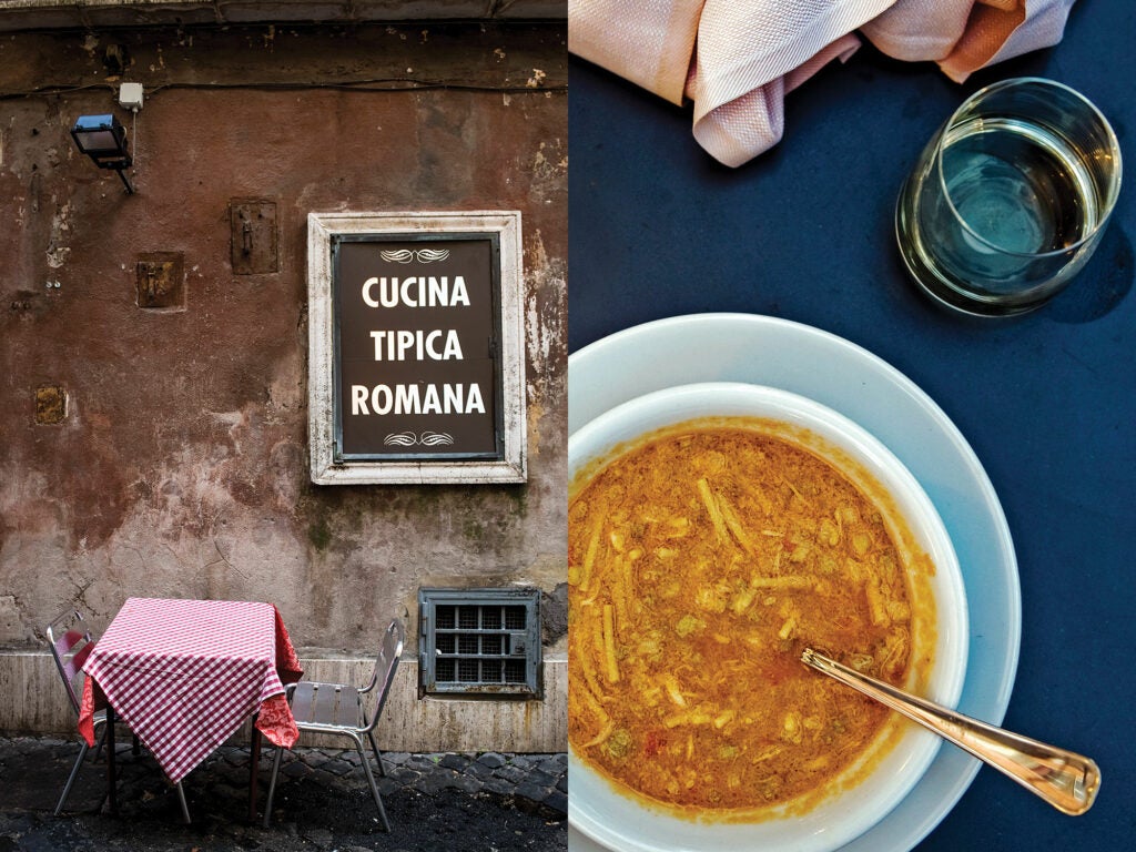 A Roman restaurant,  minestra di broccoli e Arzilla