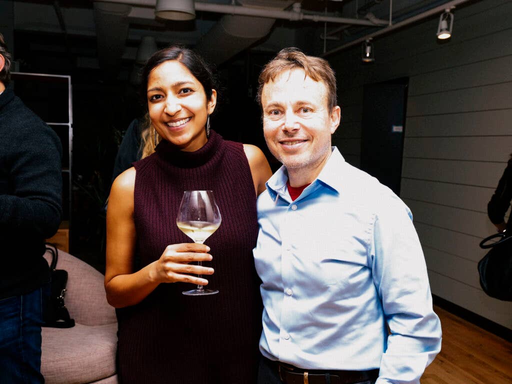 Writer Priya Krishna and literary agent David Black catch up with a glass of wine.