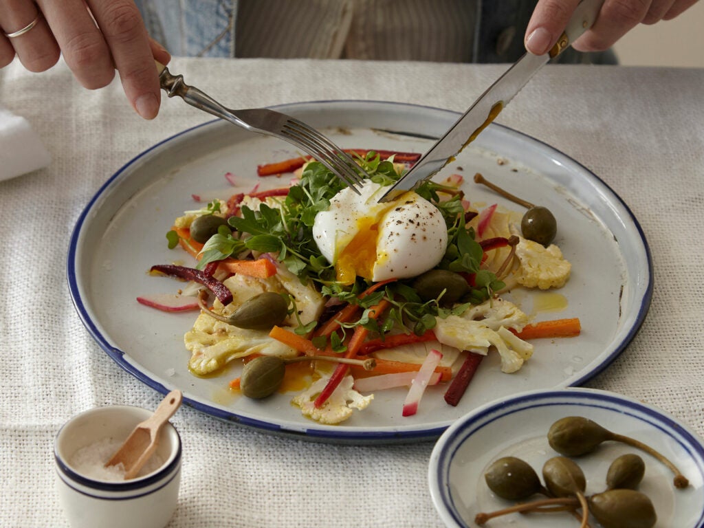 Sweet and Sour Vegetables with Poached Egg