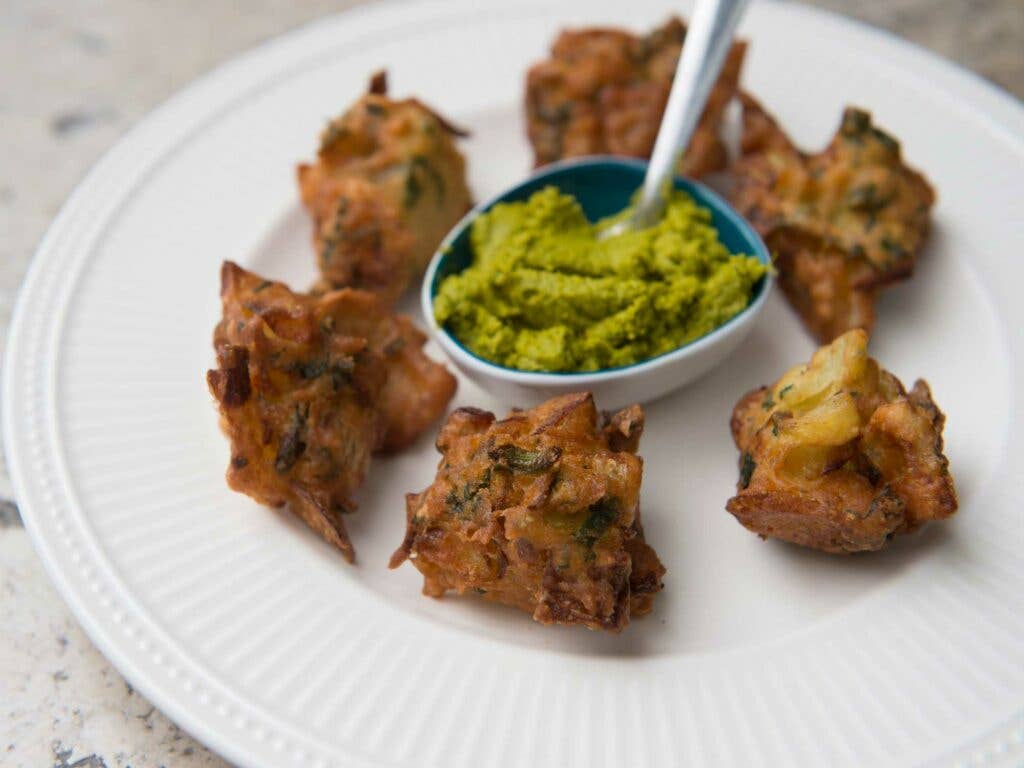 Chickpea Fritters with Coconut Chutney