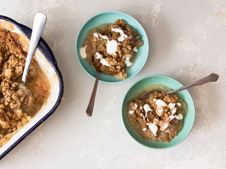 Apple Crumble with Hot Custard