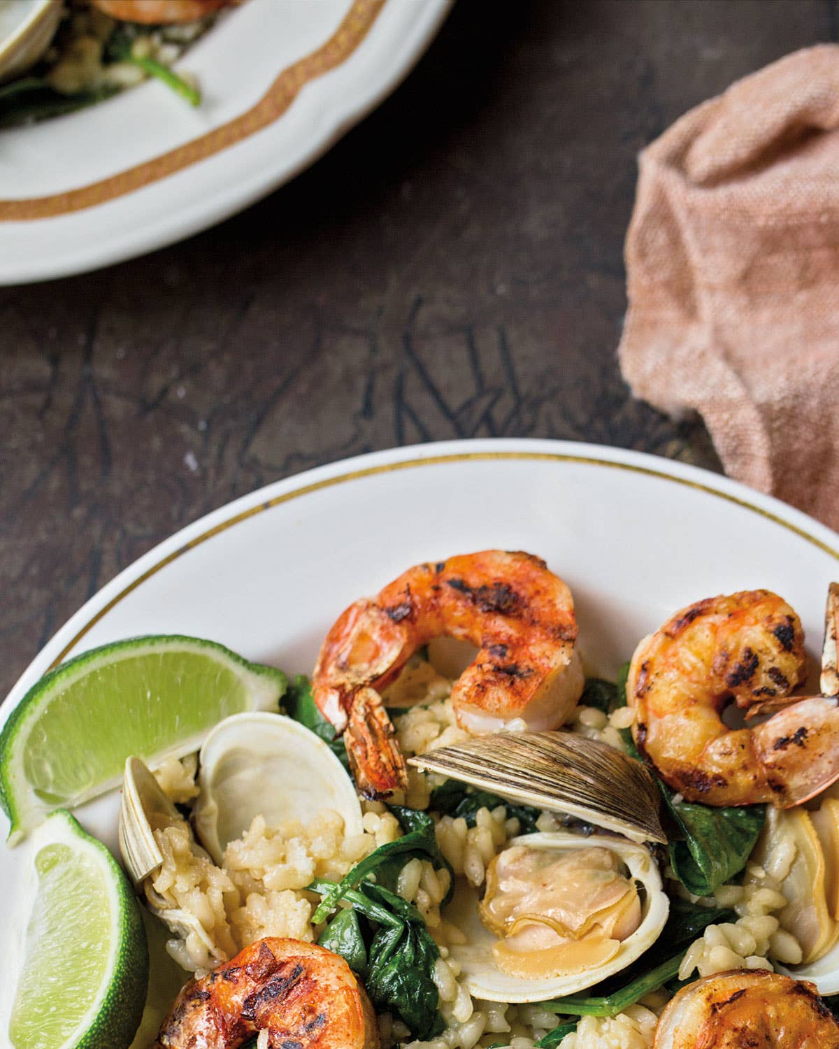 Clam Risotto with Grilled Shrimp
