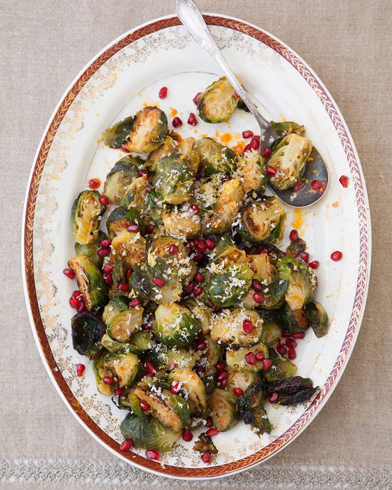 Brussels Sprouts with Horseradish and Pomegranate Seeds