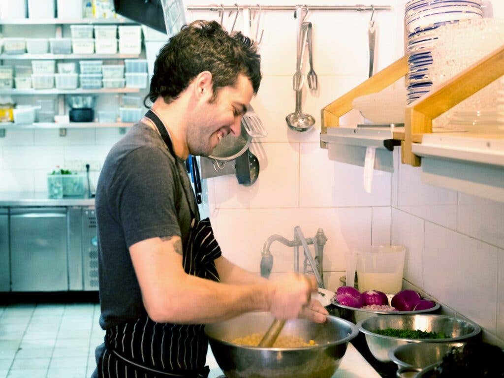 Felix Mashing Hummus