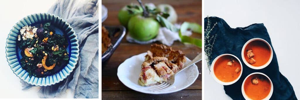 Apples, red gooseberries & thyme baked in a spelt pie