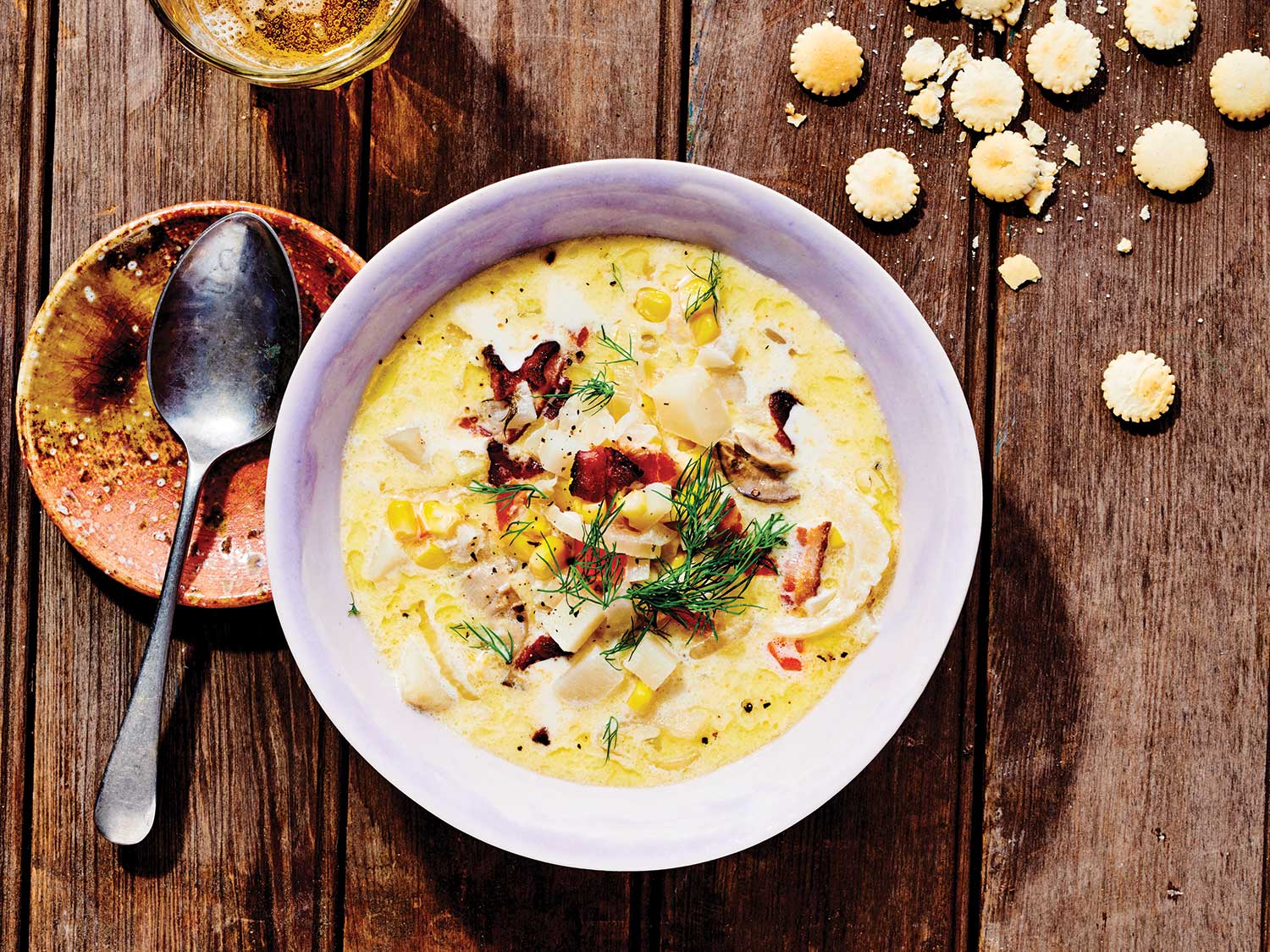 Oyster Chowder with Bacon, Corn, and Fennel Saveur