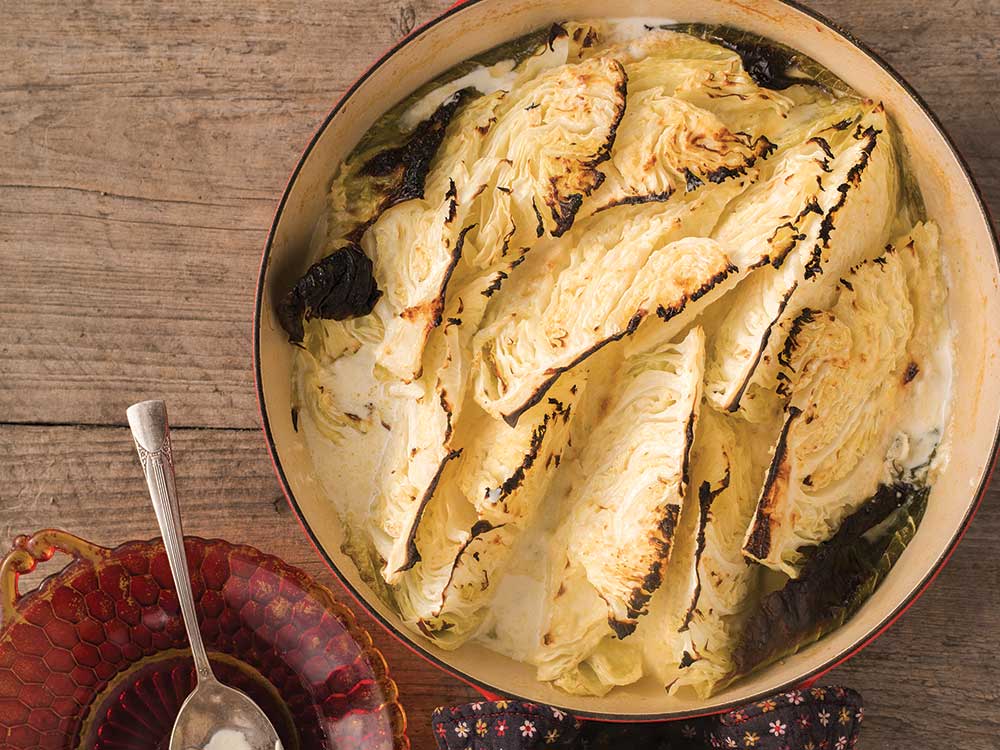 Roasted Cabbage with Horseradish Cream