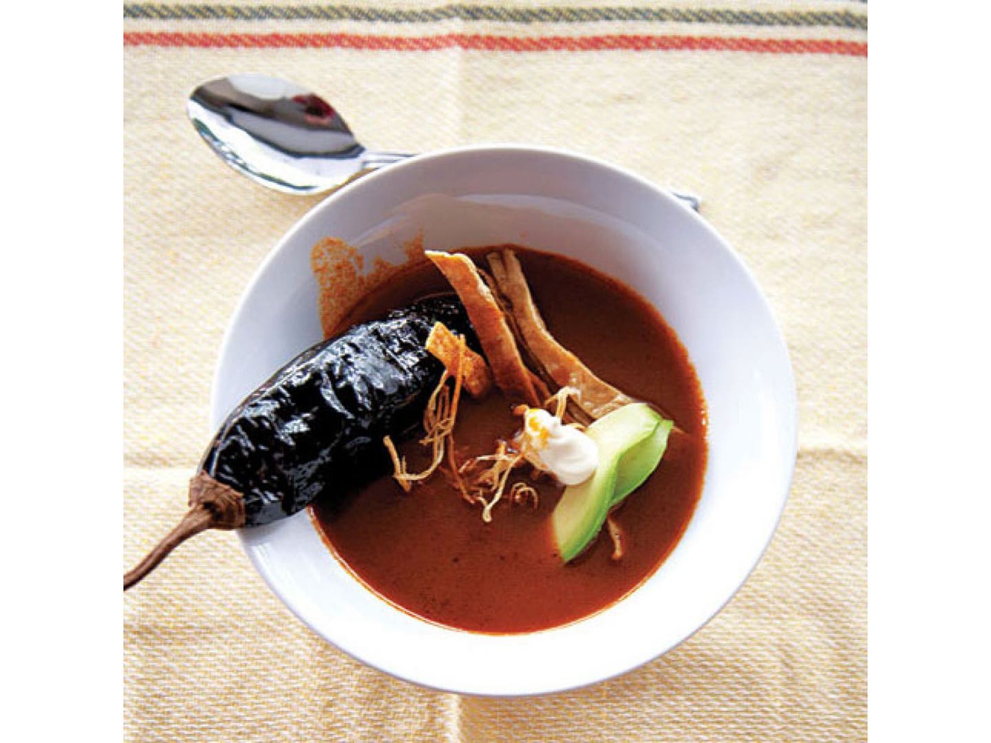 Ancho Chile Soup with Avocado & Crema (Sopa de Chile Ancho)