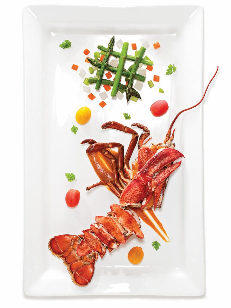 Lobster Américaine with Asparagus and Tomatoes