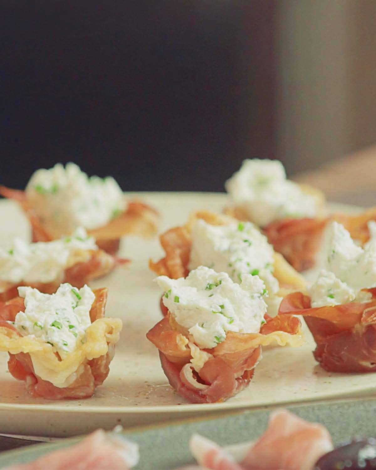 Prosciutto Di Parma Cups with Goat Cheese Mousse