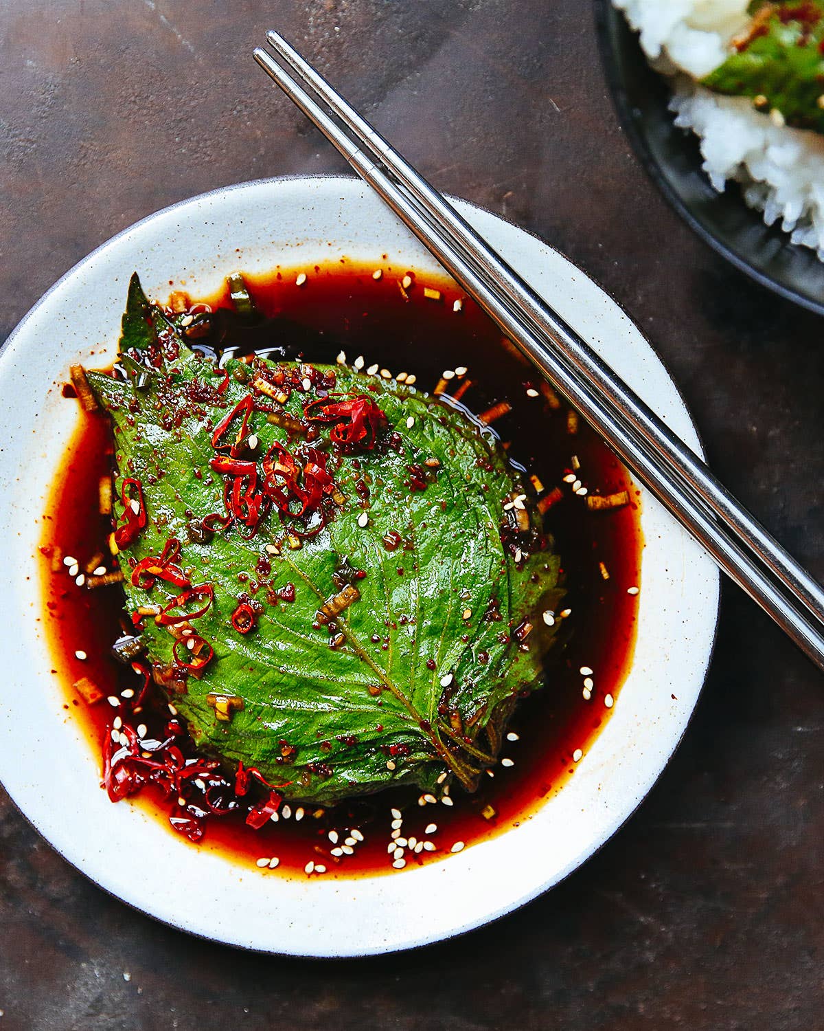 Marinated Perilla Leaves (Kkaennip-jangajji) Pickled Perilla Leaves