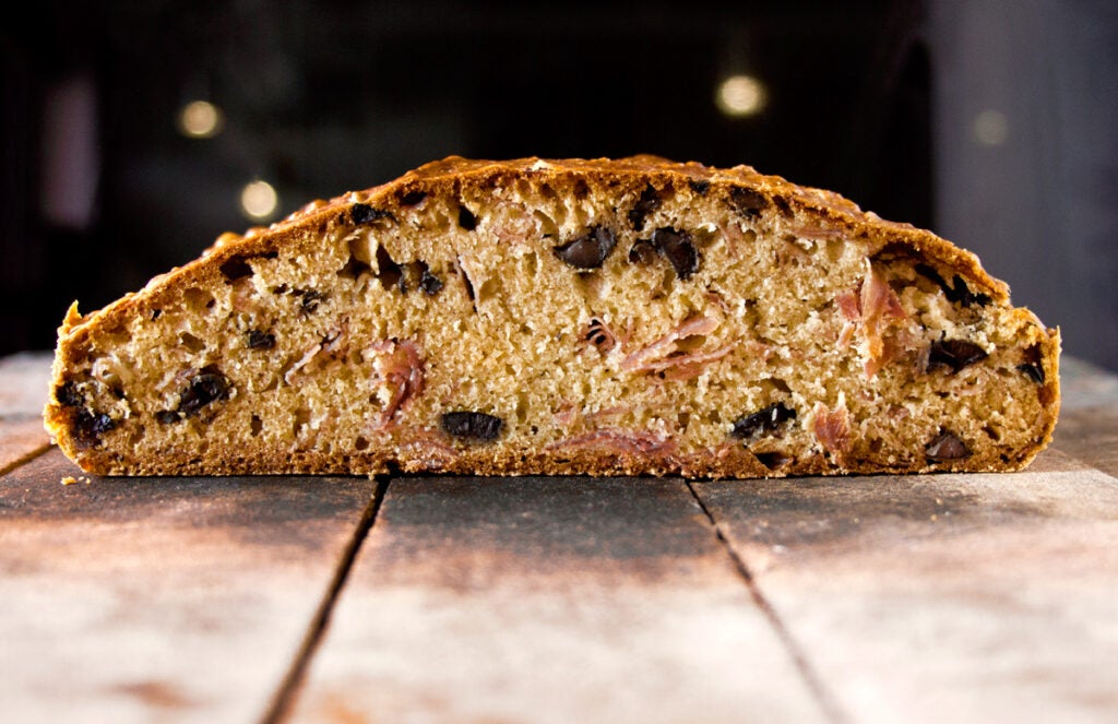 Bread with Prosciutto and Olives